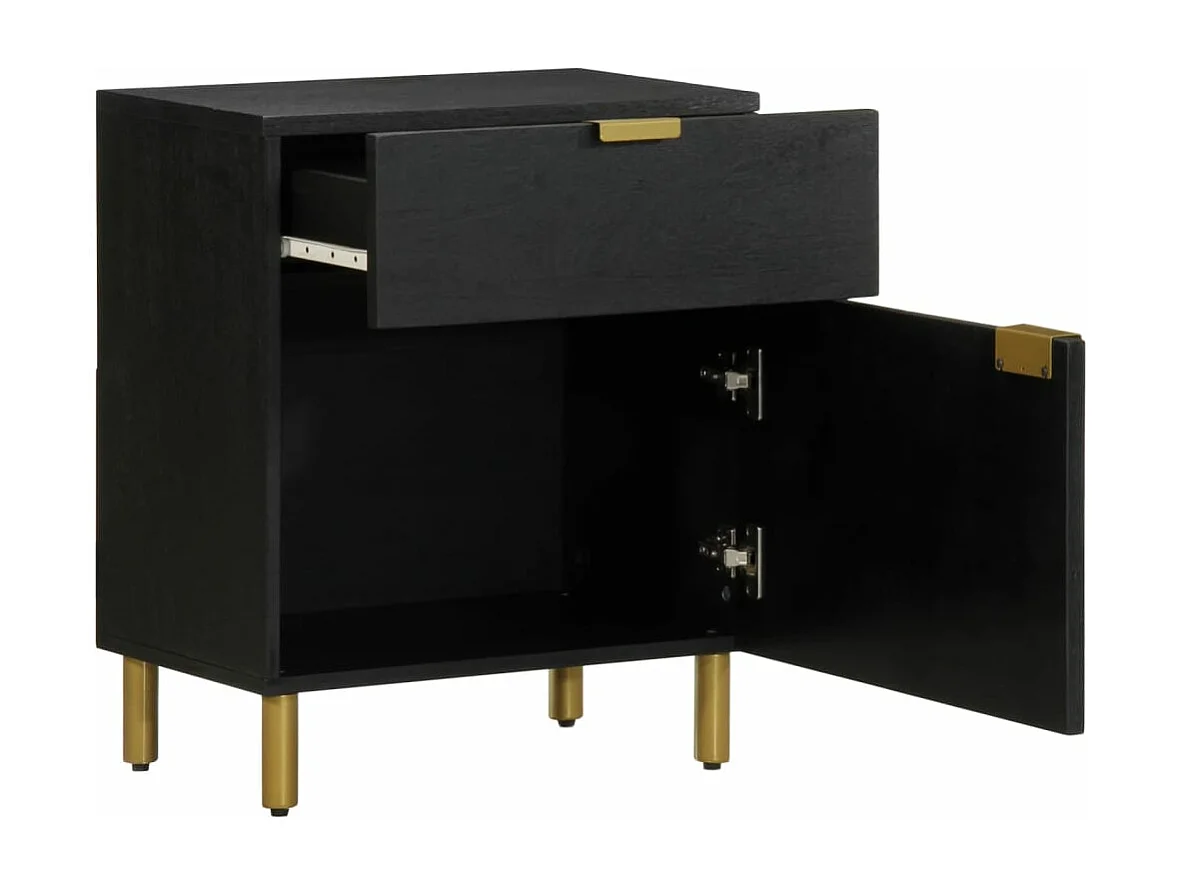 Table de chevet noir 50x33x60 cm bois d'ingénierie