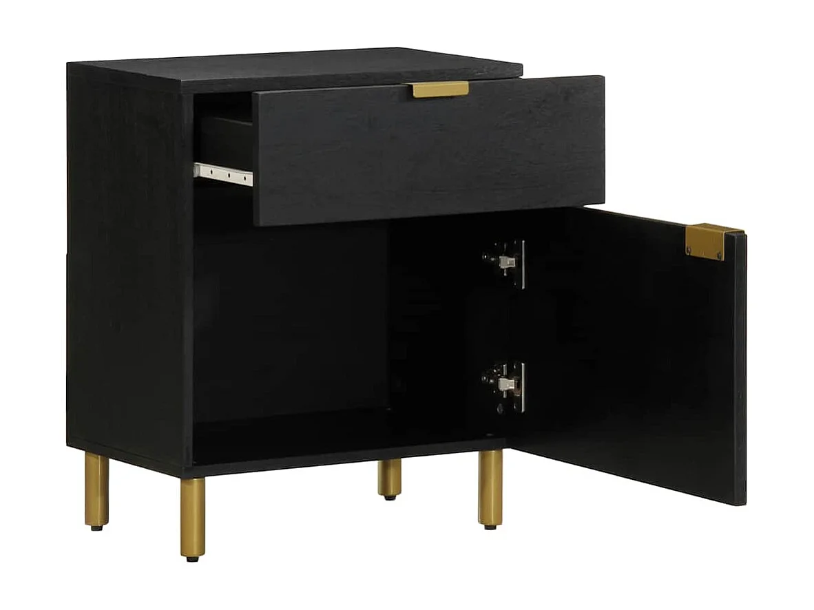 Table de chevet noir 50x33x60 cm bois d'ingénierie