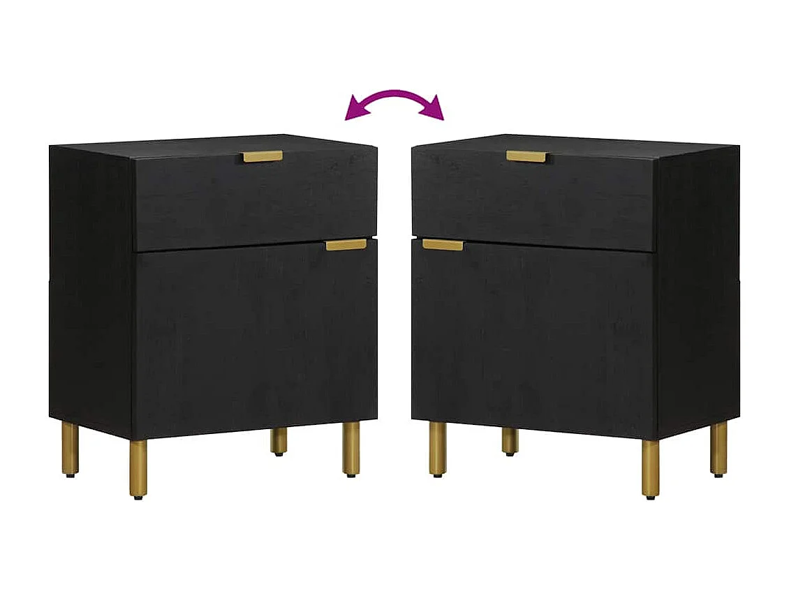 Table de chevet noir 50x33x60 cm bois d'ingénierie