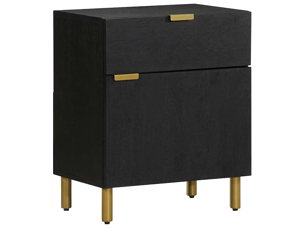 Table de chevet noir 50x33x60 cm bois d'ingénierie