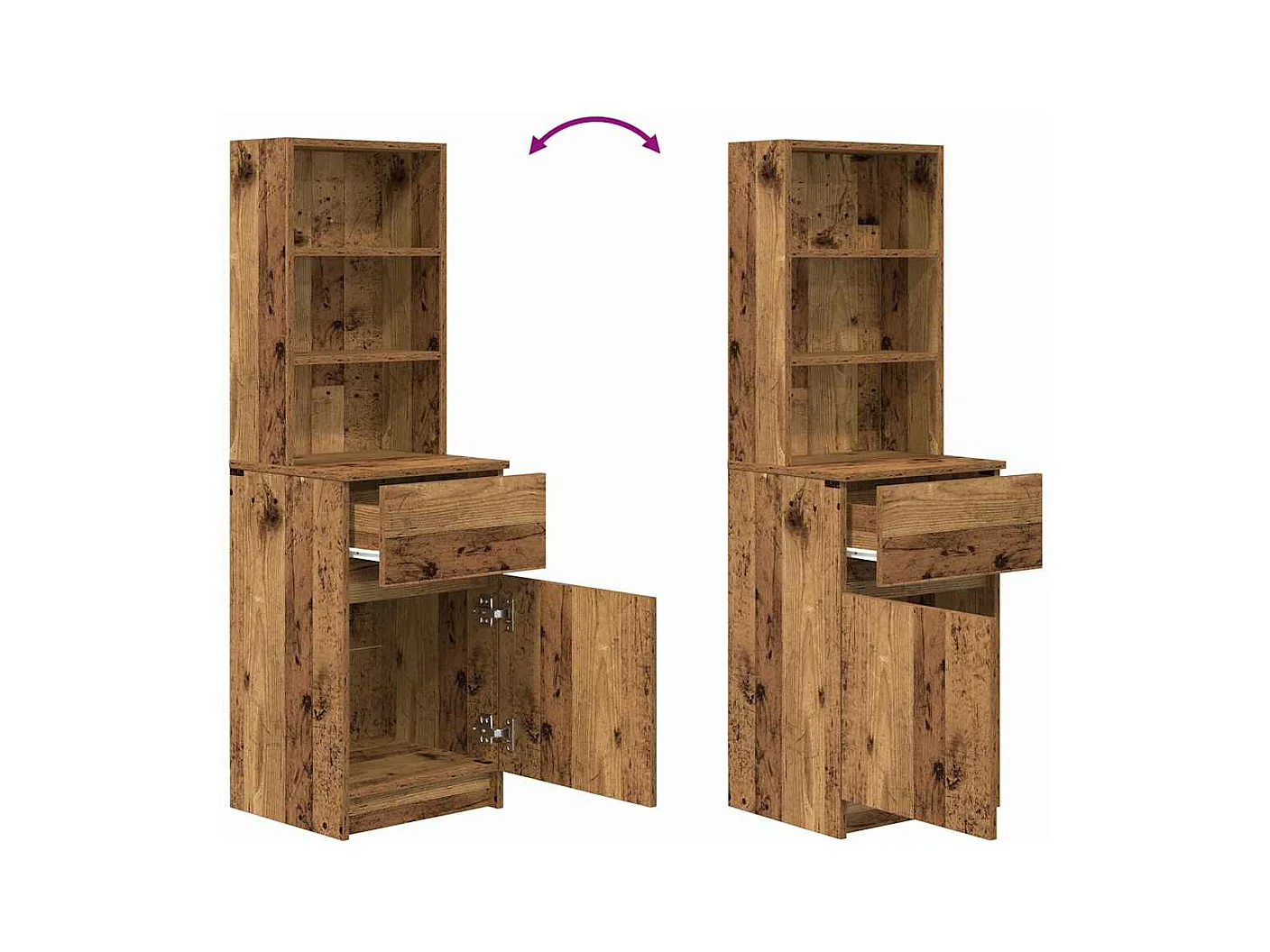 Table de chevet vieux bois 39x35x125 cm bois d’ingénierie