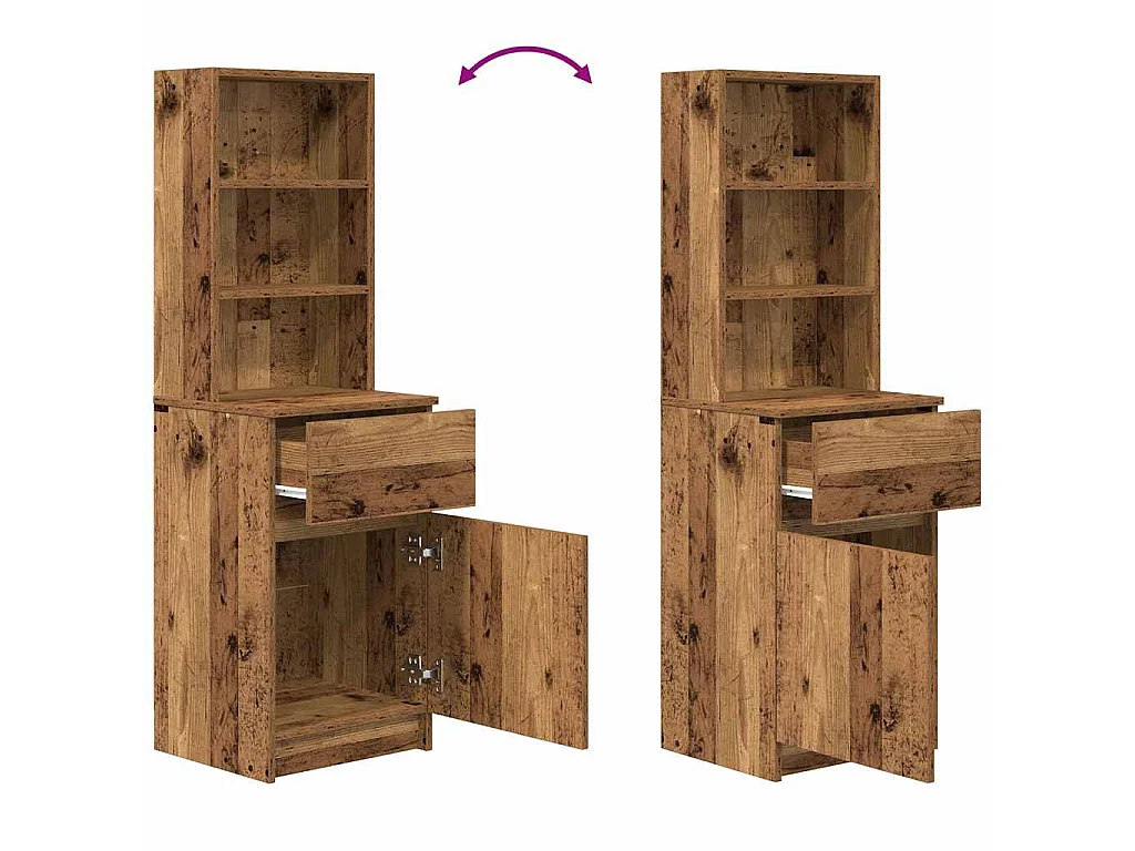 Mesilla de noche madera antigua 39x35x125cm Madera ingeniería
