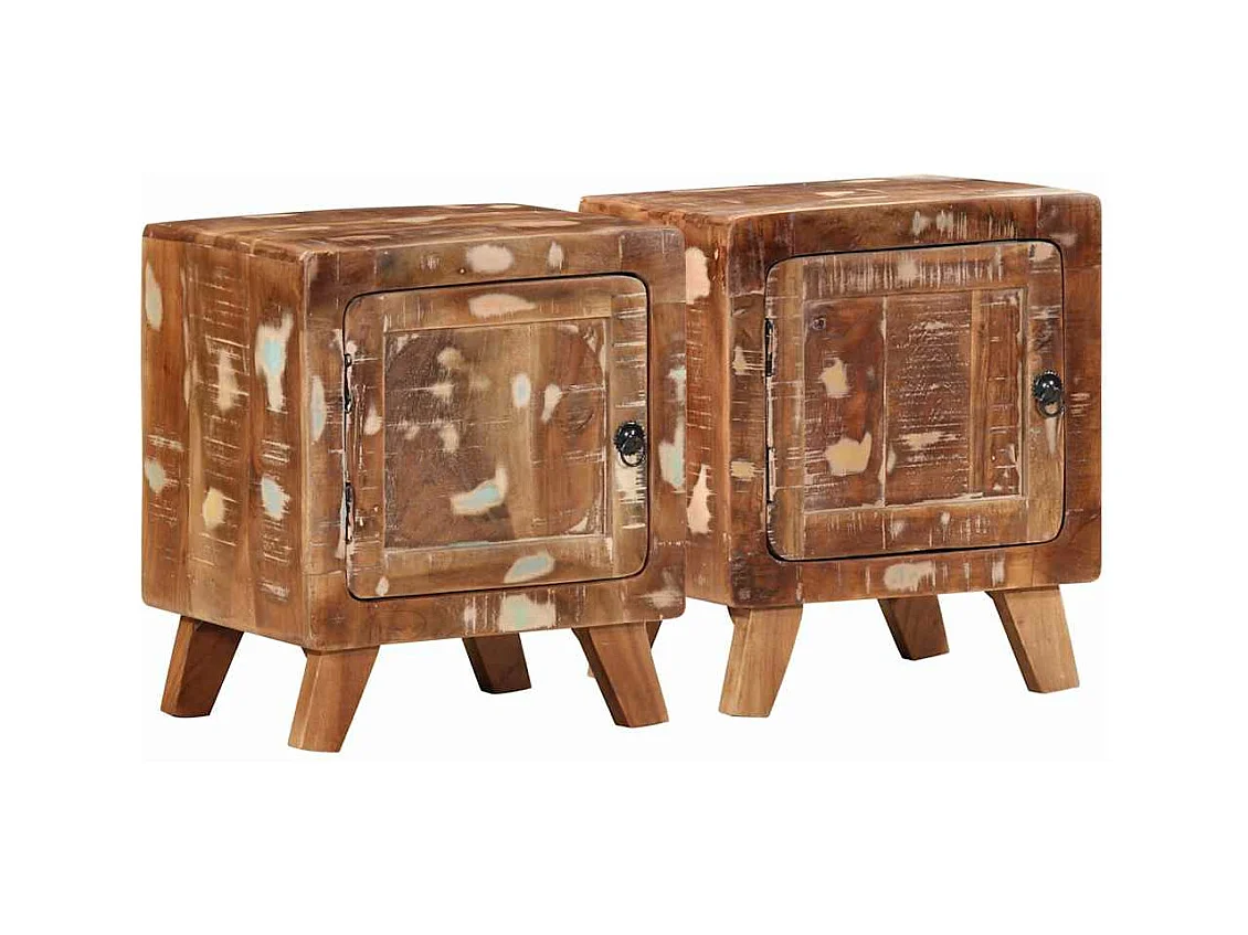 Table de chevet 2 pcs 40x32x46 cm bois massif de récupération