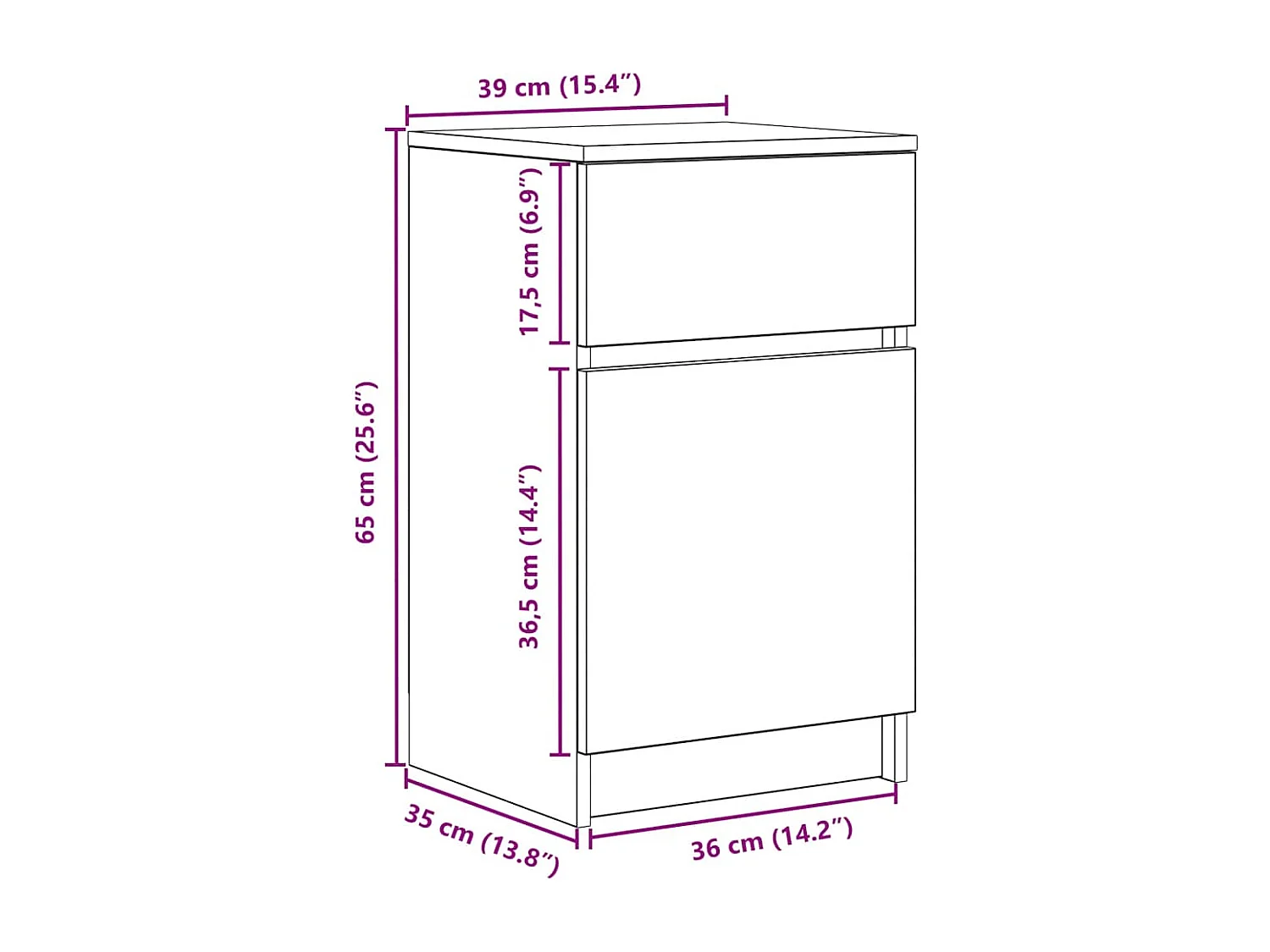 Nachttisch Artisan-Eiche 39x35x65 cm Holzwerkstoff