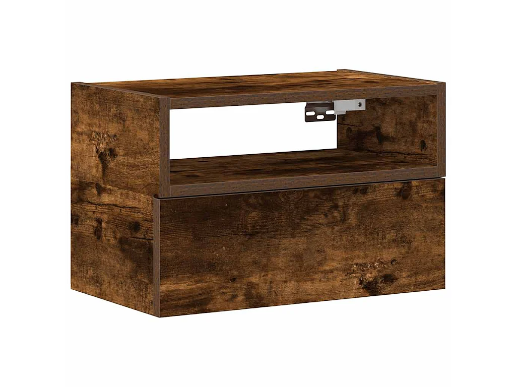 Table de chevet murale chêne fumé 45x26x28,5 cm