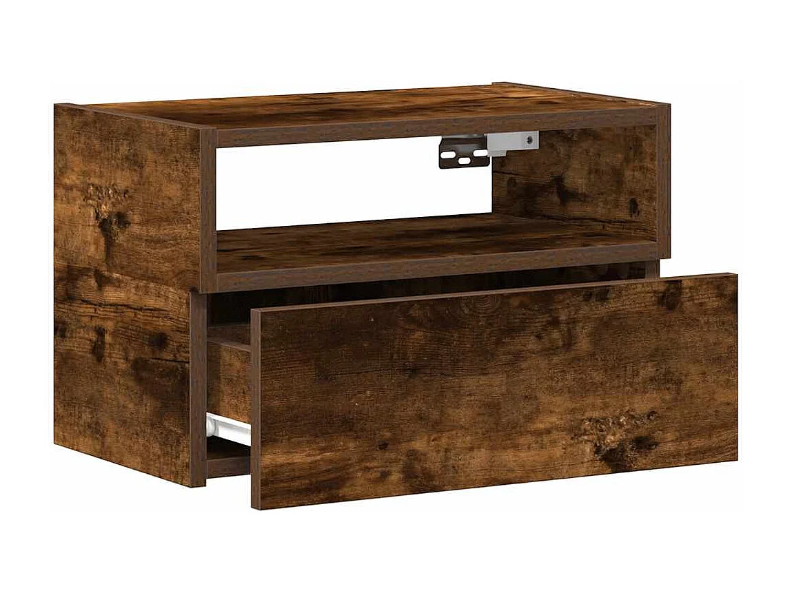 Table de chevet murale chêne fumé 45x26x28,5 cm