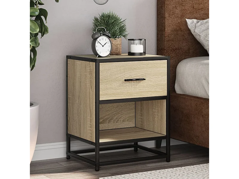 Mesitas noche 2 uds madera ingeniería roble Sonoma 40x31x50 cm