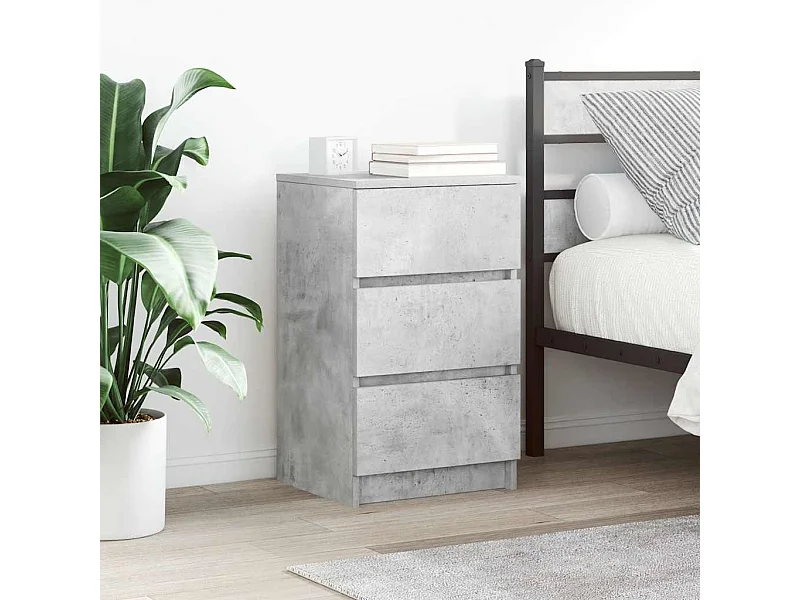 Nachttische mit 3 Schubladen 2 Stk. Betongrau 39x35x65 cm