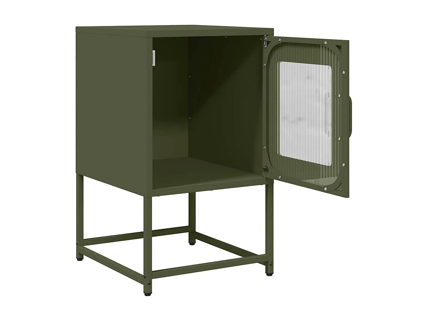 Mesita de noche de acero laminado verde oliva 36x39x60,5 cm