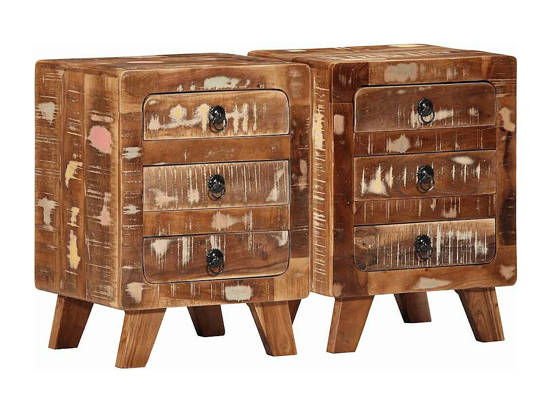 Table de chevet 2 pcs 37x32x50 cm bois massif de récupération