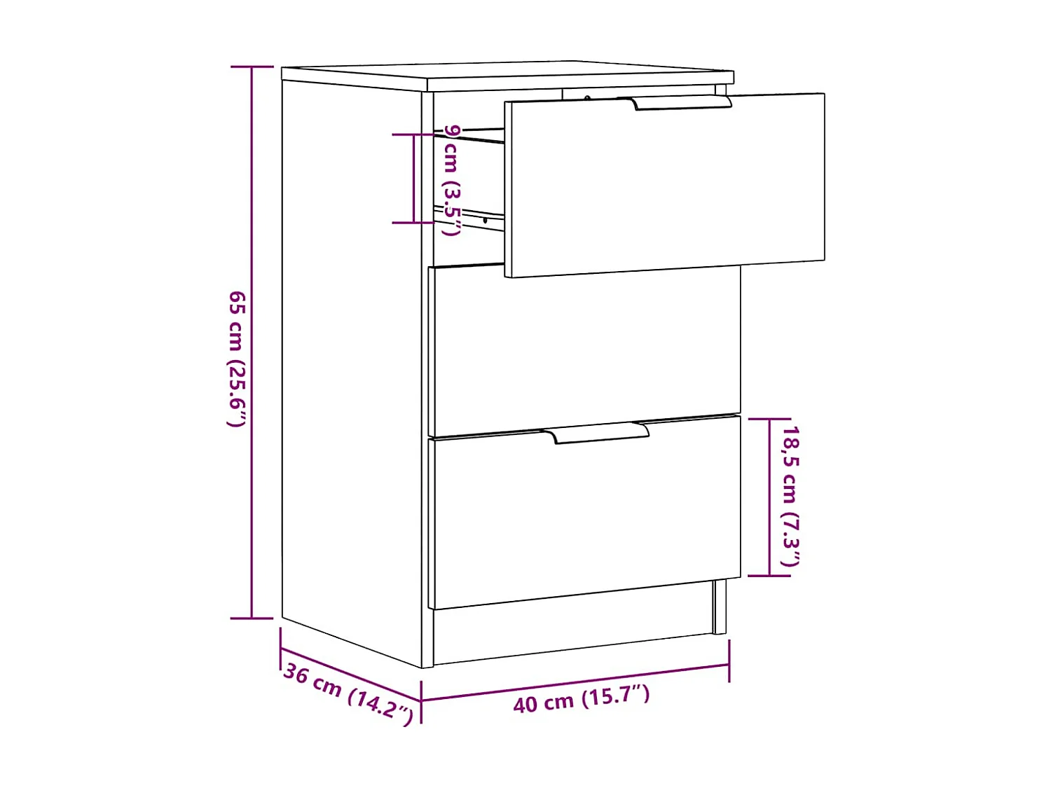 Table de chevet vieux bois 40x36x65 cm bois d'ingénierie