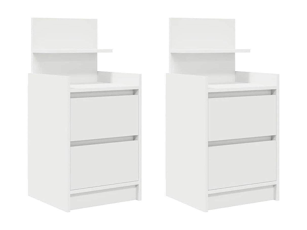 Tables de chevet avec 2 tiroirs 2 pcs blanc 38x34x80 cm