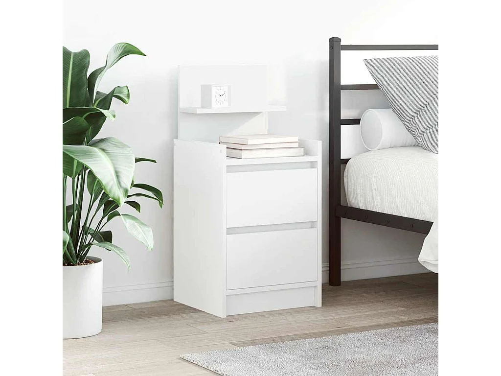 Mesillas de noche con 2 cajones 2 uds Blanco 38x34x80 cm