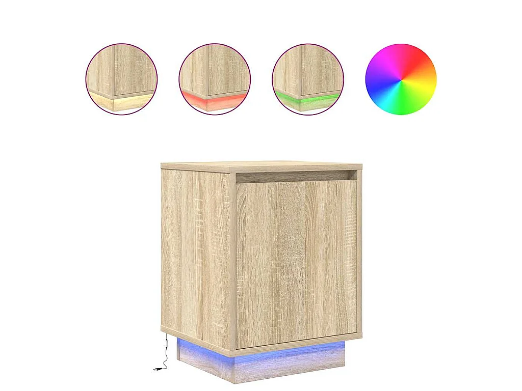 Nachttische mit LED-Leuchten 2 Stk. Sonoma-Eiche 38x34x50 cm