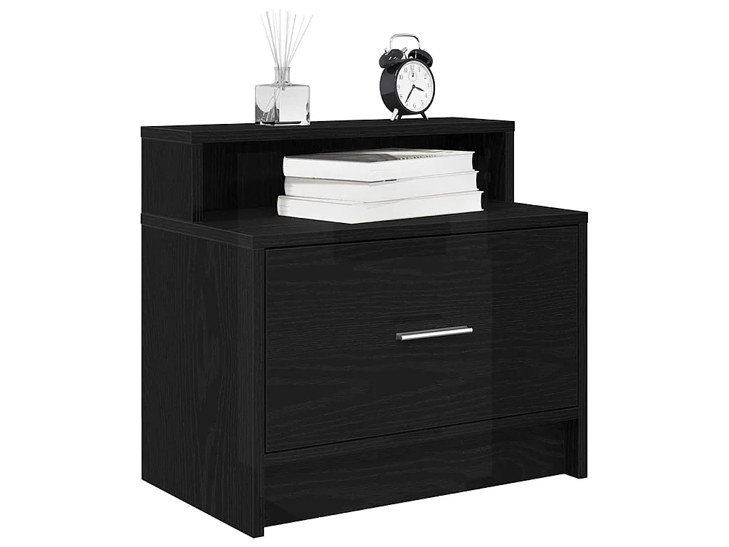 Table de chevet avec tiroir chêne noir 51x31x47 cm