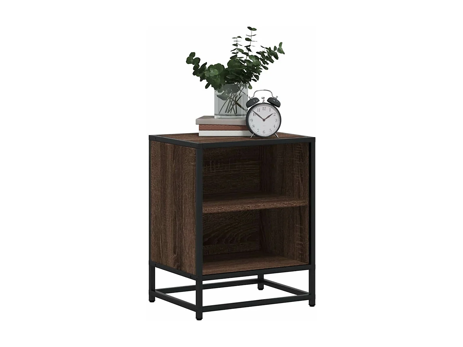 Tables de chevet 2 pcs chêne marron bois d'ingénierie et métal