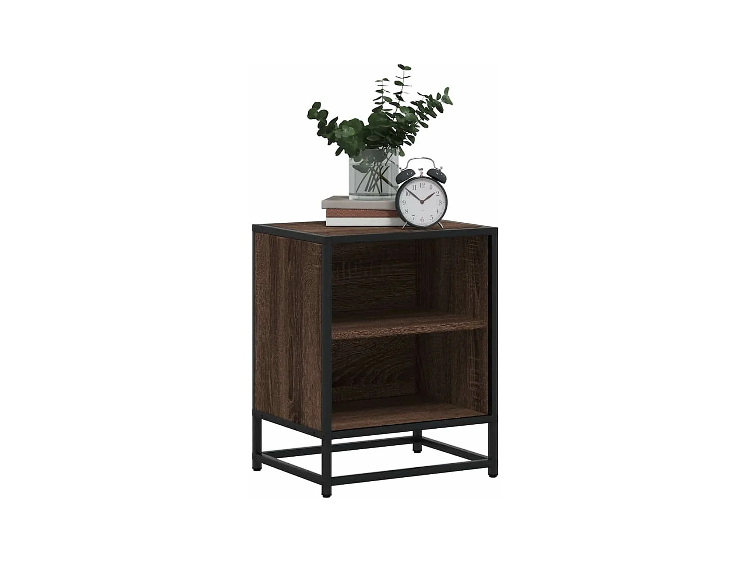 Tables de chevet 2 pcs chêne marron bois d'ingénierie et métal