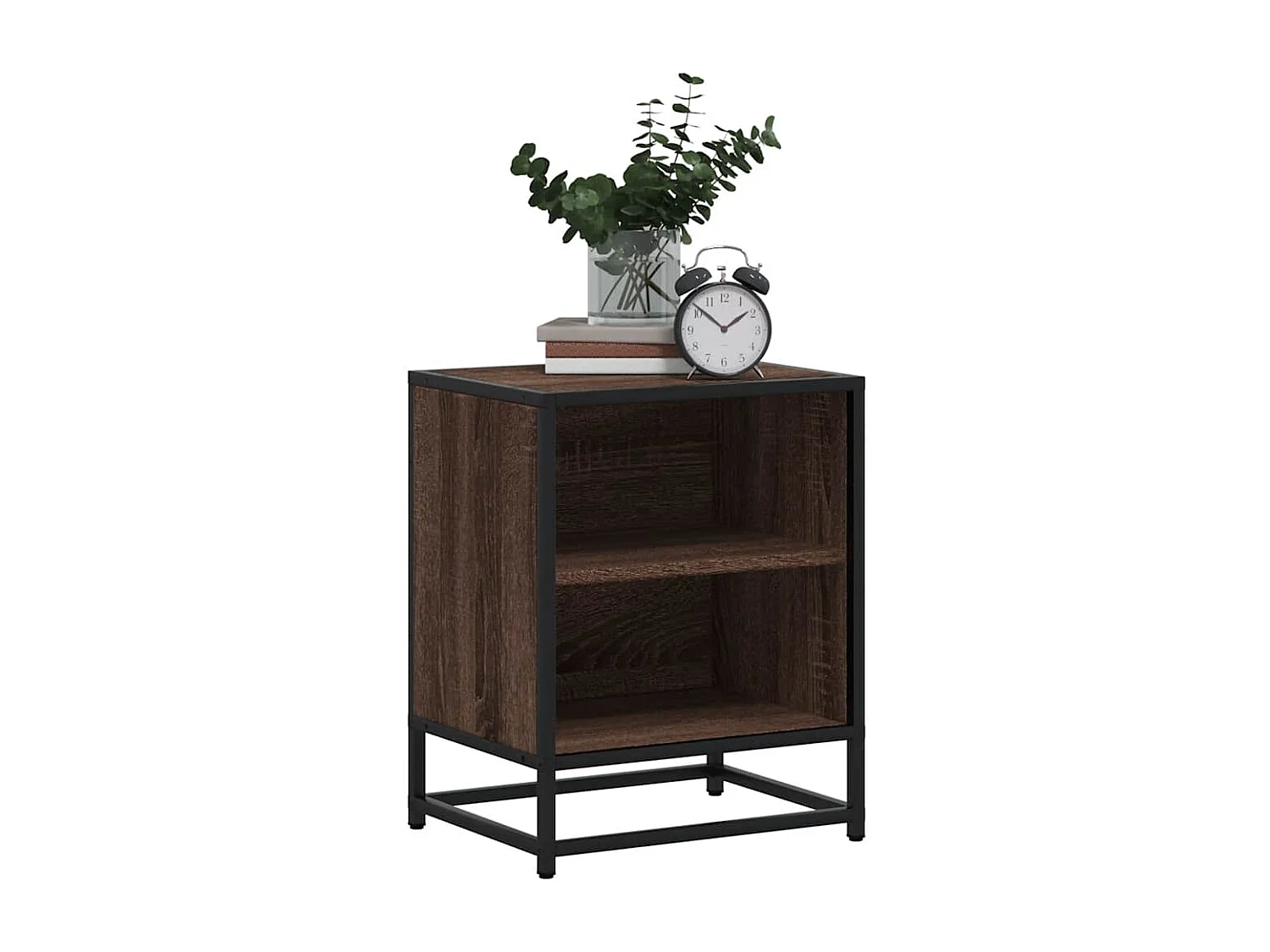 Comodini Rovere Marrone 2 pz Legno Multistrato Metallo