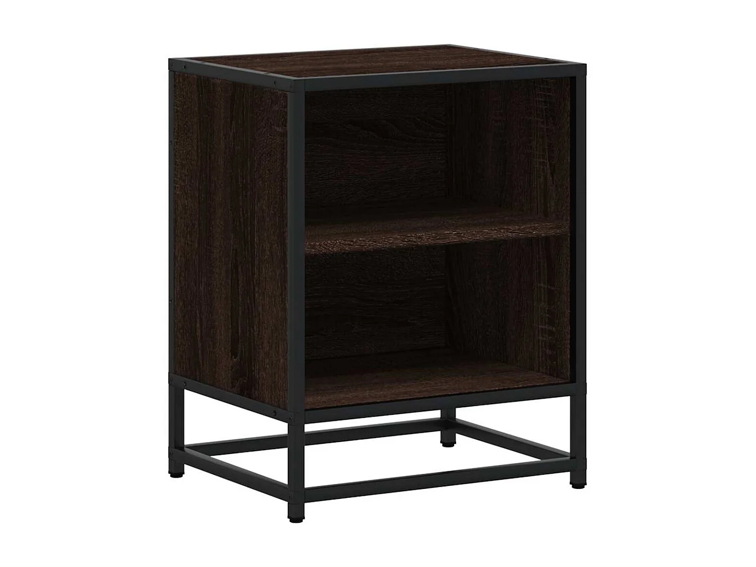 Comodini Rovere Marrone 2 pz Legno Multistrato Metallo
