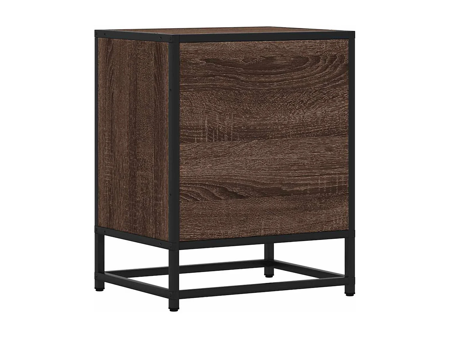 Comodini Rovere Marrone 2 pz Legno Multistrato Metallo