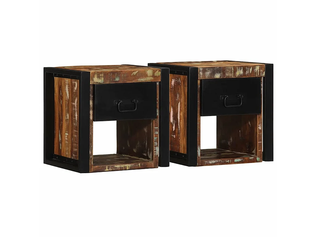 Tables de chevet 2 pcs multicolore 40x35x40cm bois récupération