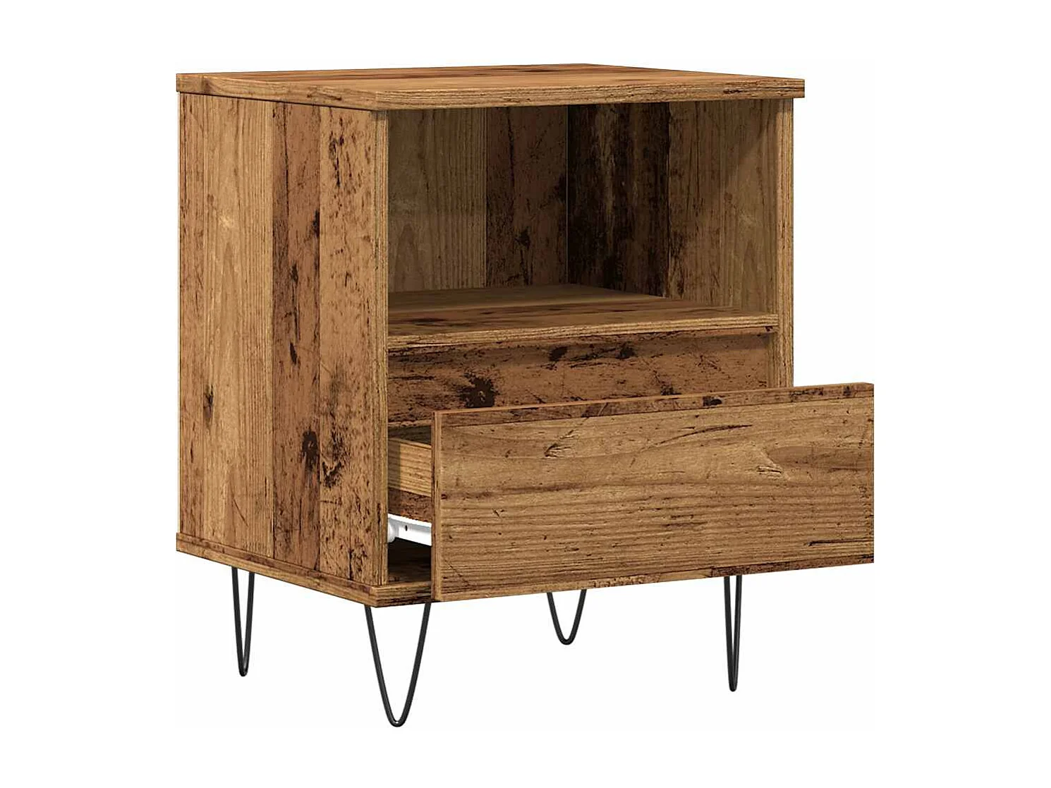 Mesita de noche madera ingeniería madera envejecida 40x35x50 cm