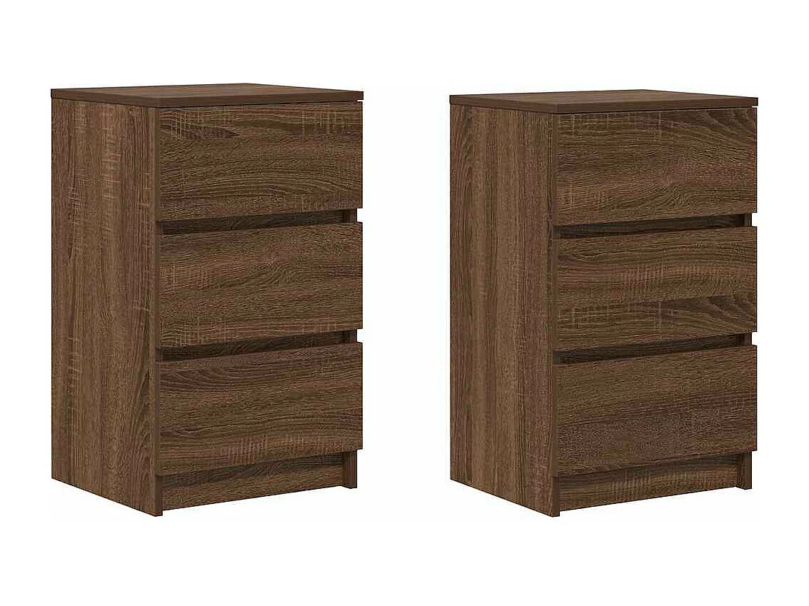 Tables de chevet avec 3 tiroirs 2 pcs chêne marron 39x35x65 cm