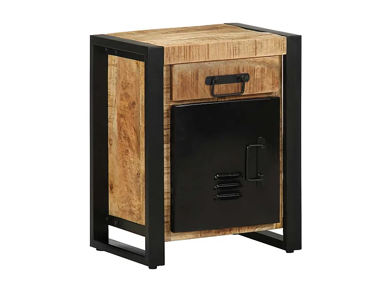 Comodino 40x30x50 cm in Legno Massello di Mango Grezzo