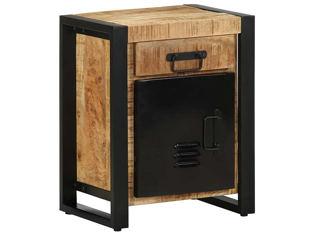 Table de chevet 40x30x50 cm bois massif de manguier brut