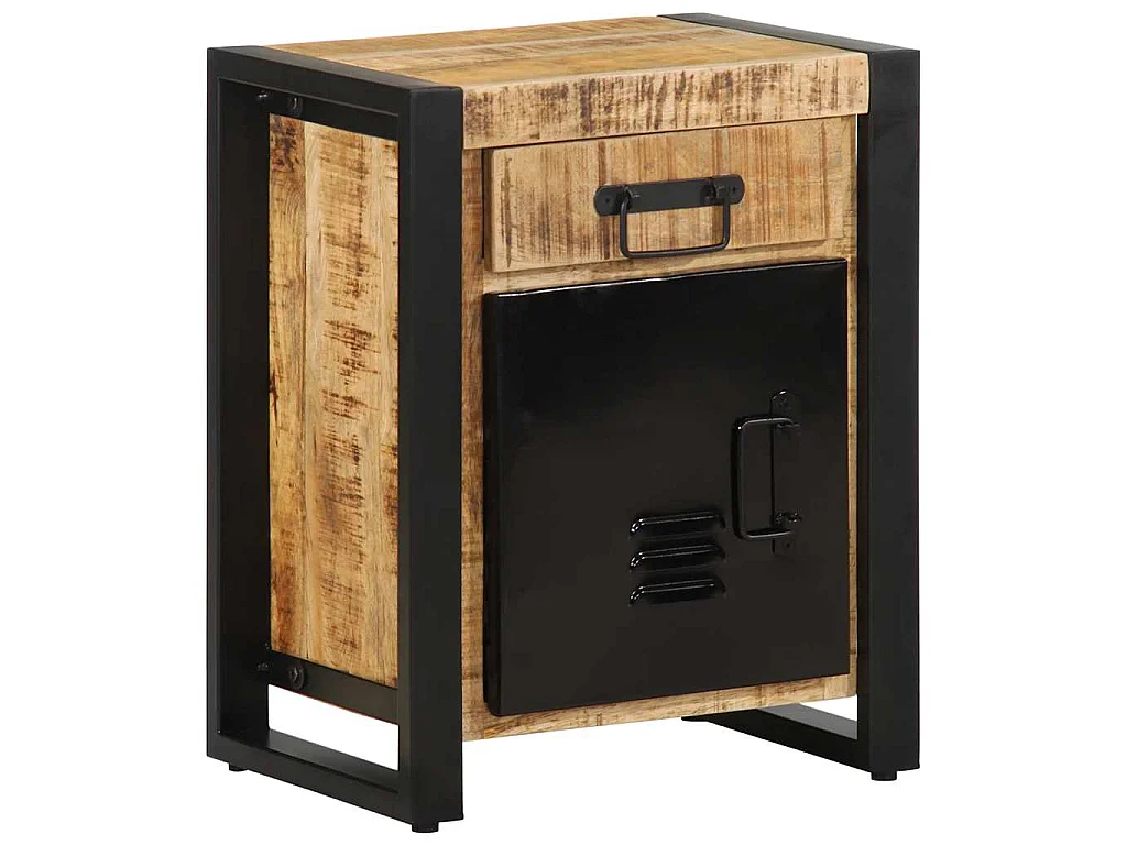 Table de chevet 40x30x50 cm bois massif de manguier brut