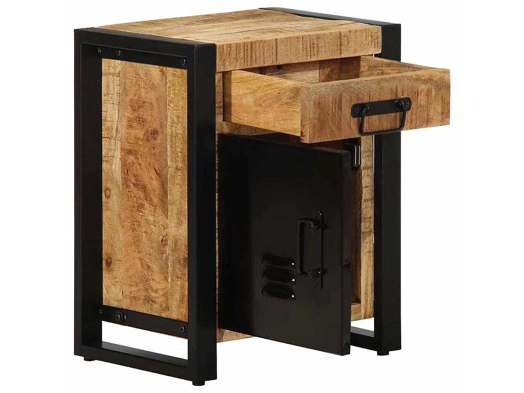 Table de chevet 40x30x50 cm bois massif de manguier brut
