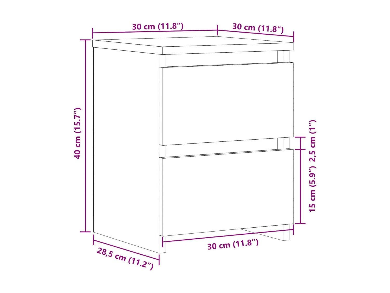 Tables de chevet 2 pcs vieux bois 30x30x40 cm bois d'ingénierie