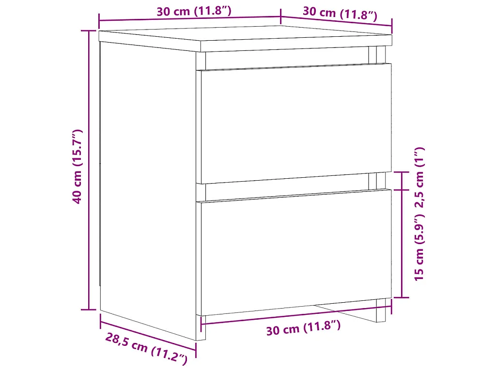 Nachttische 2 Stk. Altholz-Optik 30×30×40 cm Holzwerkstoff
