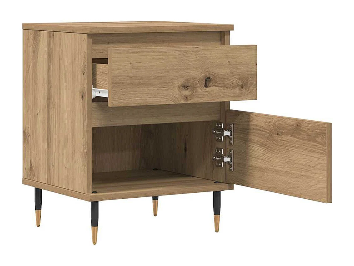 Nachtkastjes 2 st 40x35x50cm bewerkt hout artisanaal eikenkleur