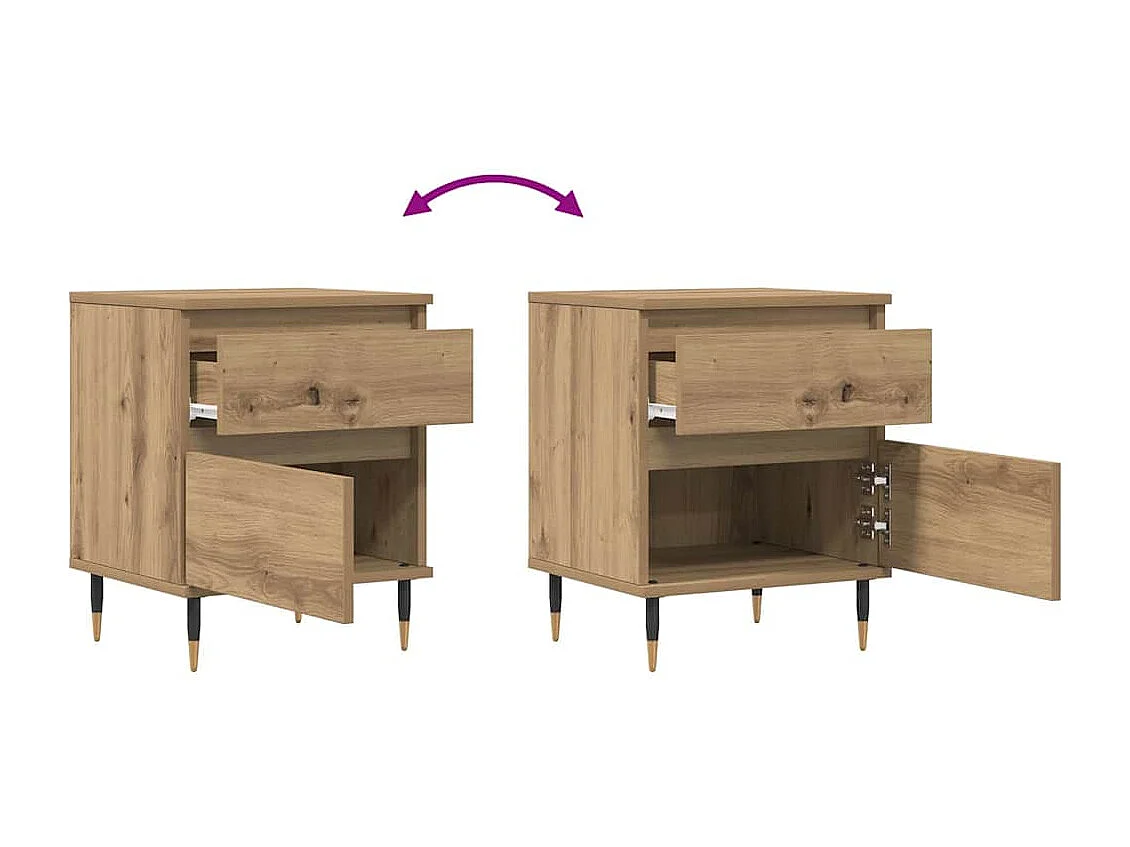 Nachtkastjes 2 st 40x35x50cm bewerkt hout artisanaal eikenkleur