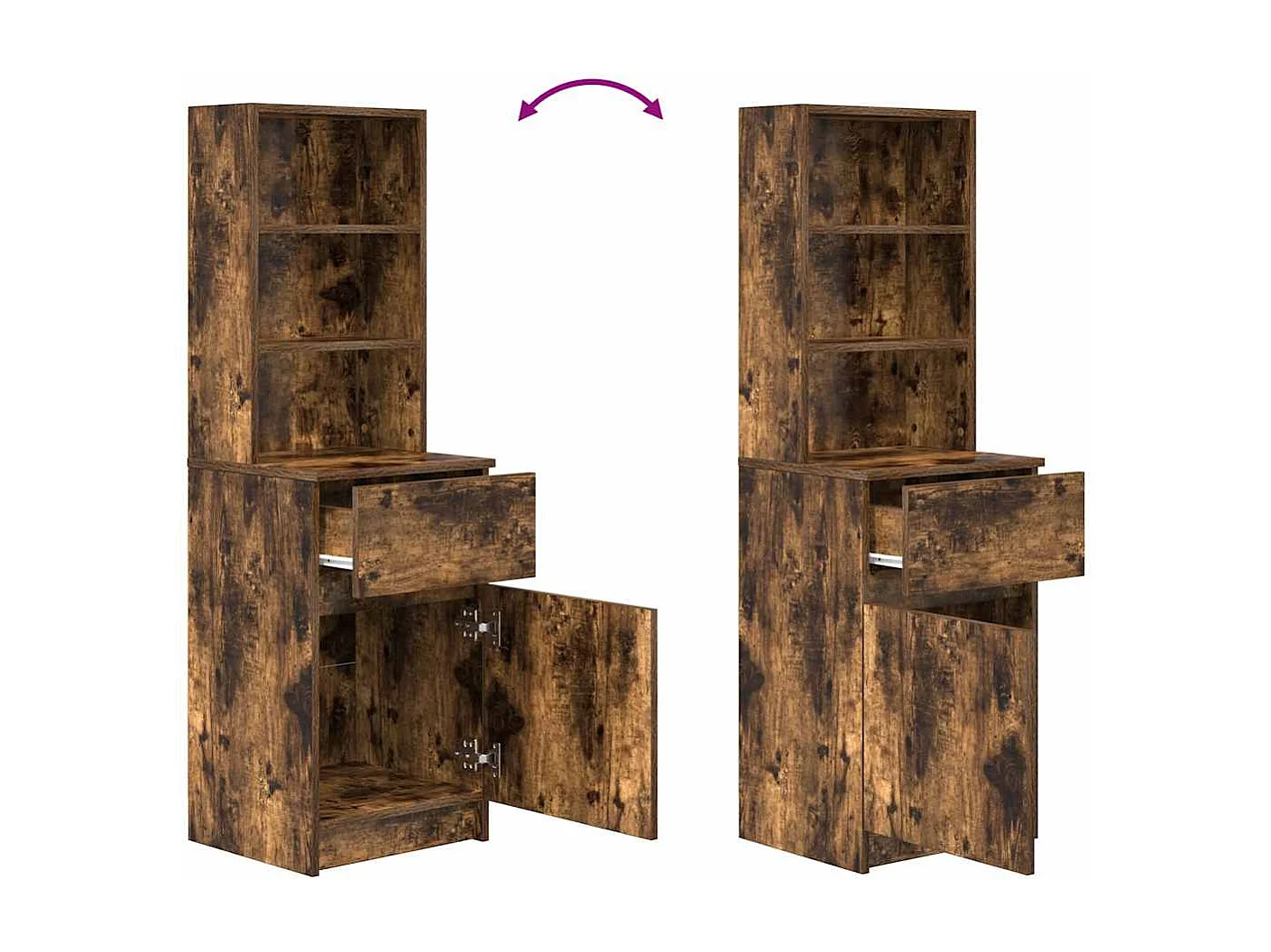 Table de chevet chêne fumé 39x35x125 cm bois d'ingénierie