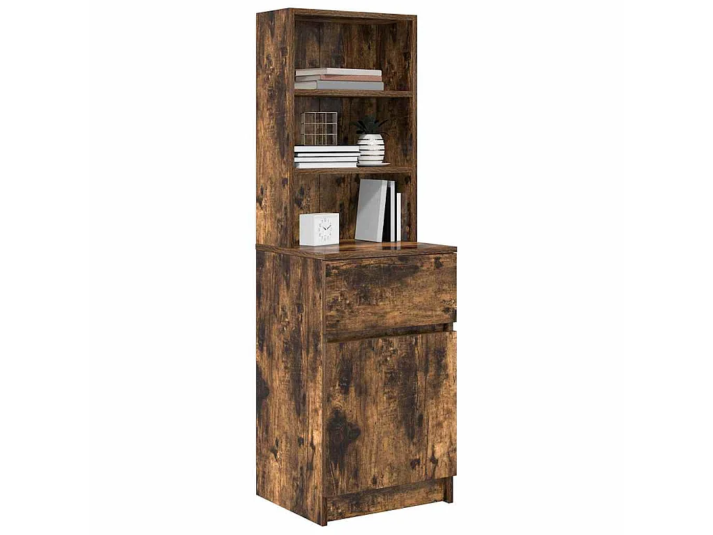Table de chevet chêne fumé 39x35x125 cm bois d'ingénierie