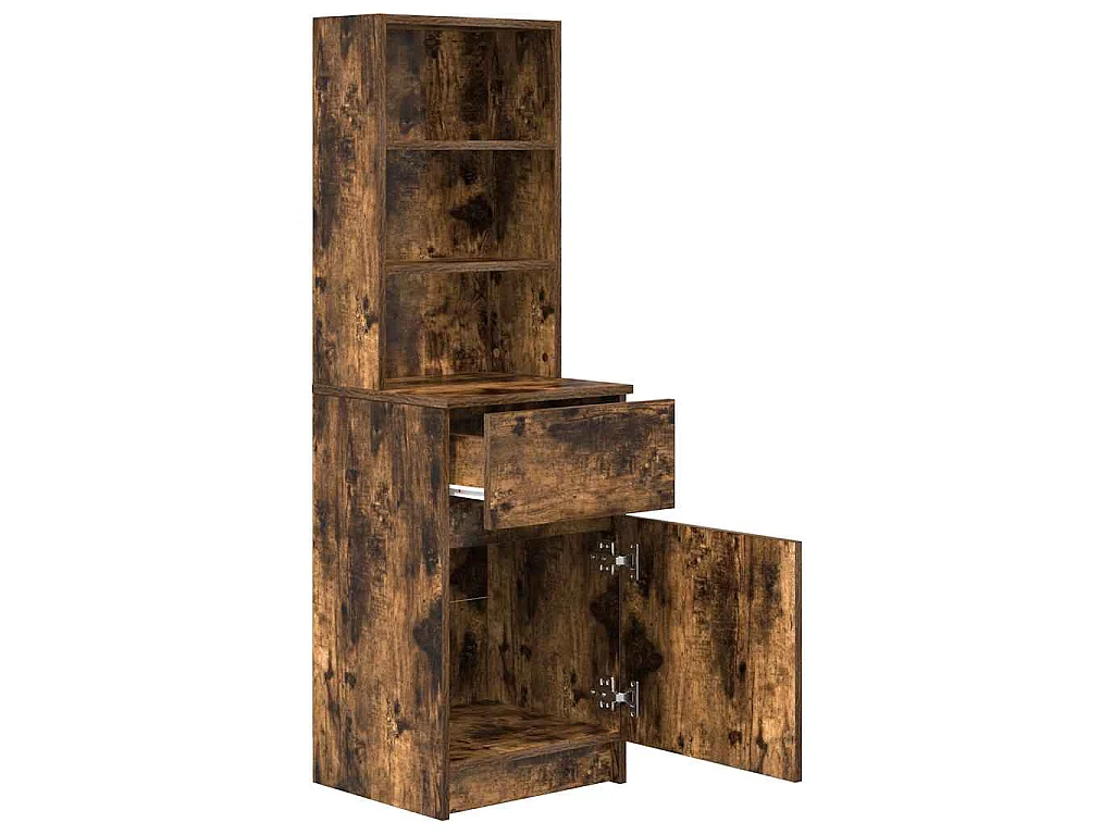 Table de chevet chêne fumé 39x35x125 cm bois d'ingénierie