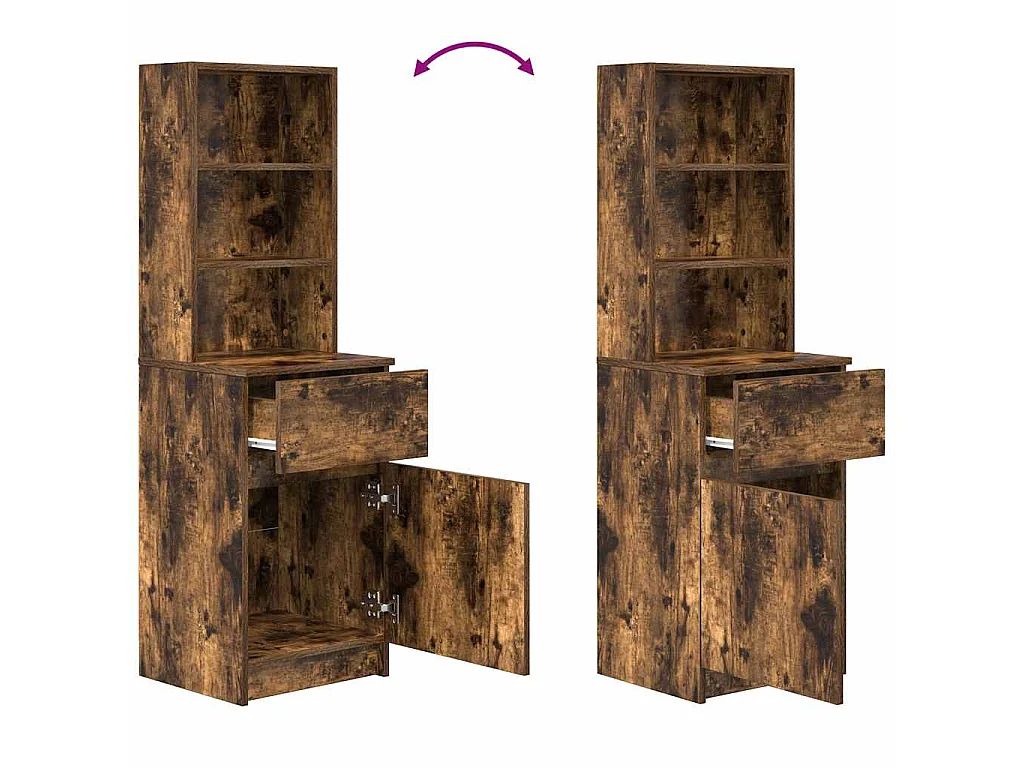 Table de chevet chêne fumé 39x35x125 cm bois d'ingénierie