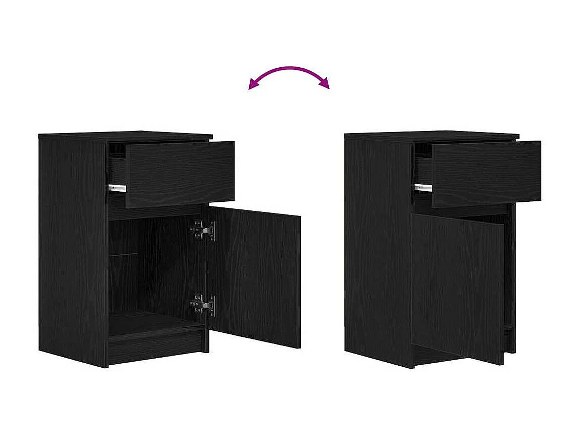 Tables de chevet 2 pcs noir 39x35x65 cm bois d’ingénierie