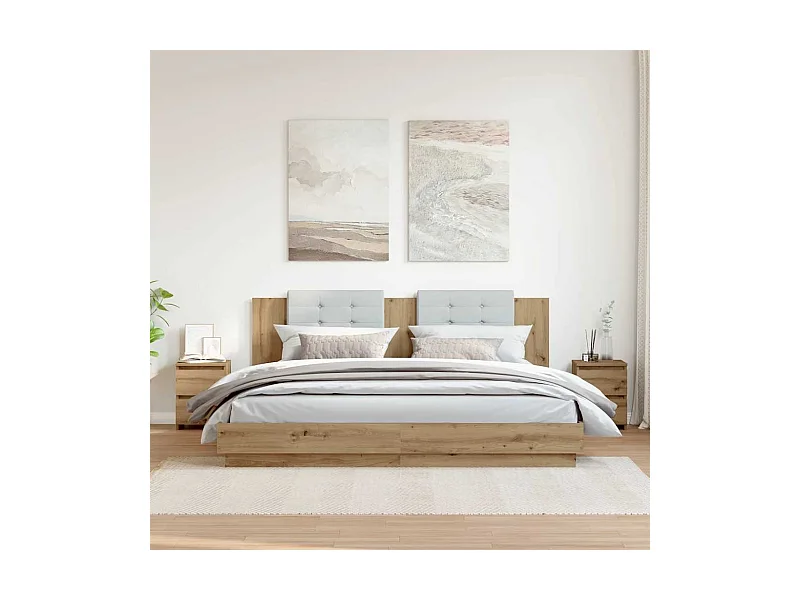 Tables de chevet 2 pcs chêne artisanal bois d'ingénierie