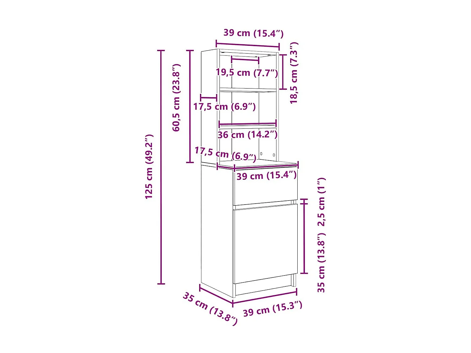 Table de chevet chêne sonoma 39x35x125 cm bois d’ingénierie