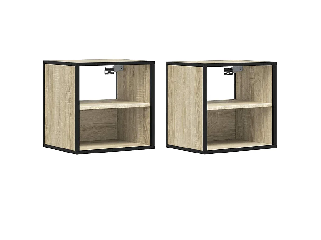 Mesas de cabeceira de parede 2 pcs 40x31x39,5cm carvalho sonoma