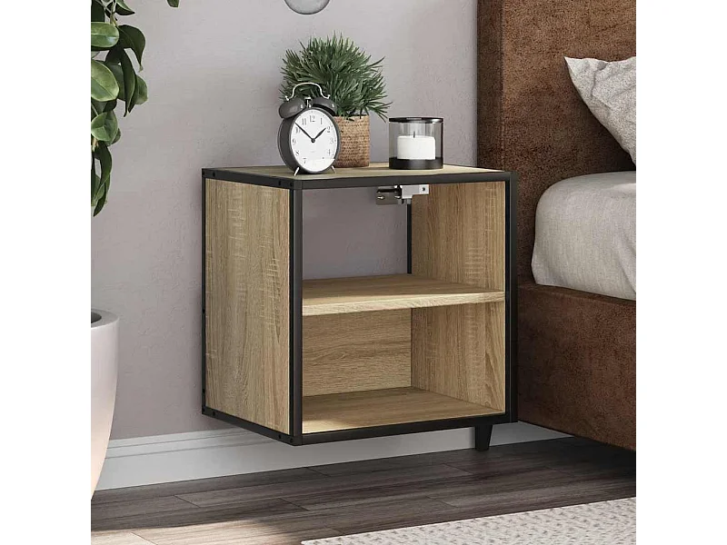 Mesitas de noche de pared 2 unidades roble Sonoma 40x31x39,5 cm