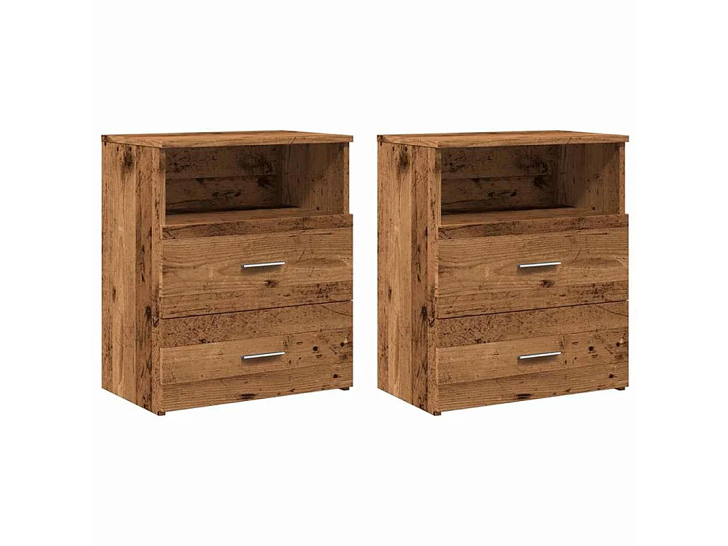 Nachtkastjes 2 st 50x32x60 cm bewerkt hout oud houtkleurig