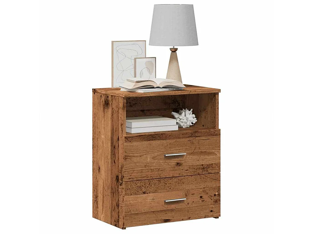 Nachtkastjes 2 st 50x32x60 cm bewerkt hout oud houtkleurig