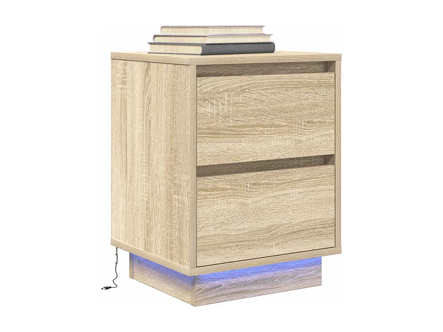 Tables de chevet avec lumières LED 2pcs chêne sonoma 38x34x50cm