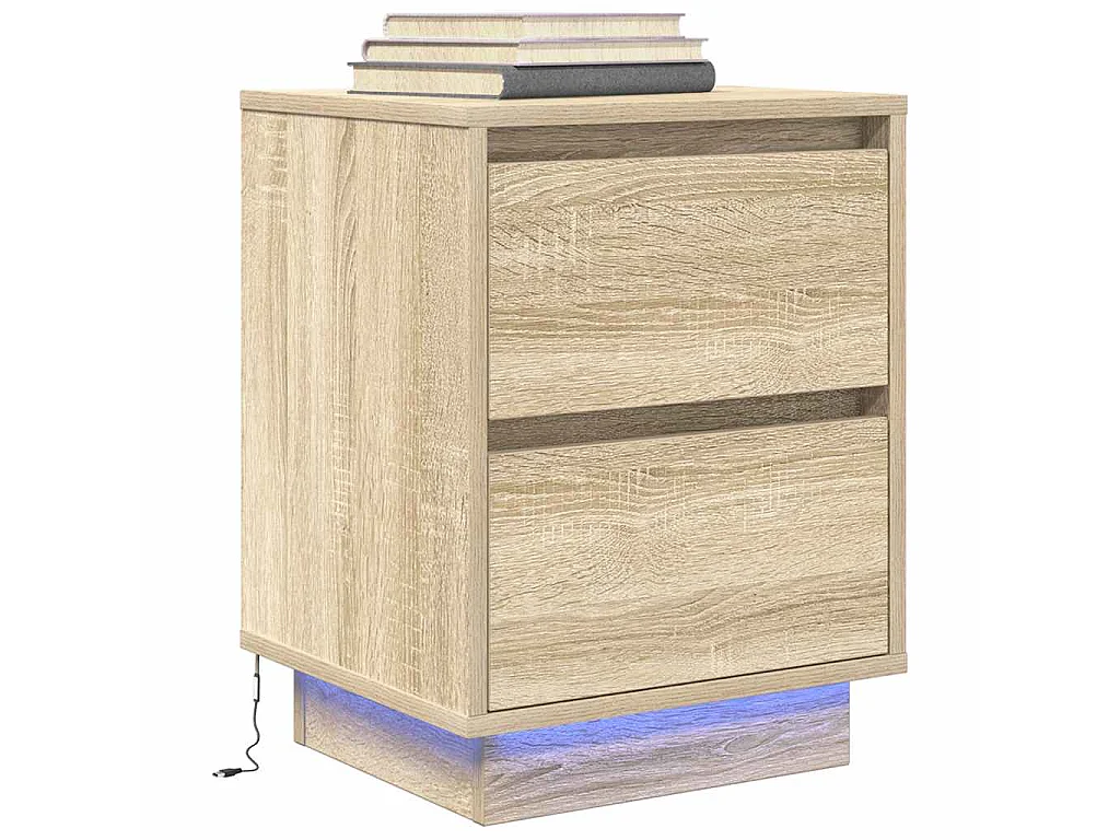 Nachtkastjes met led-verlichting 2 st Sonoma eikenkleurig