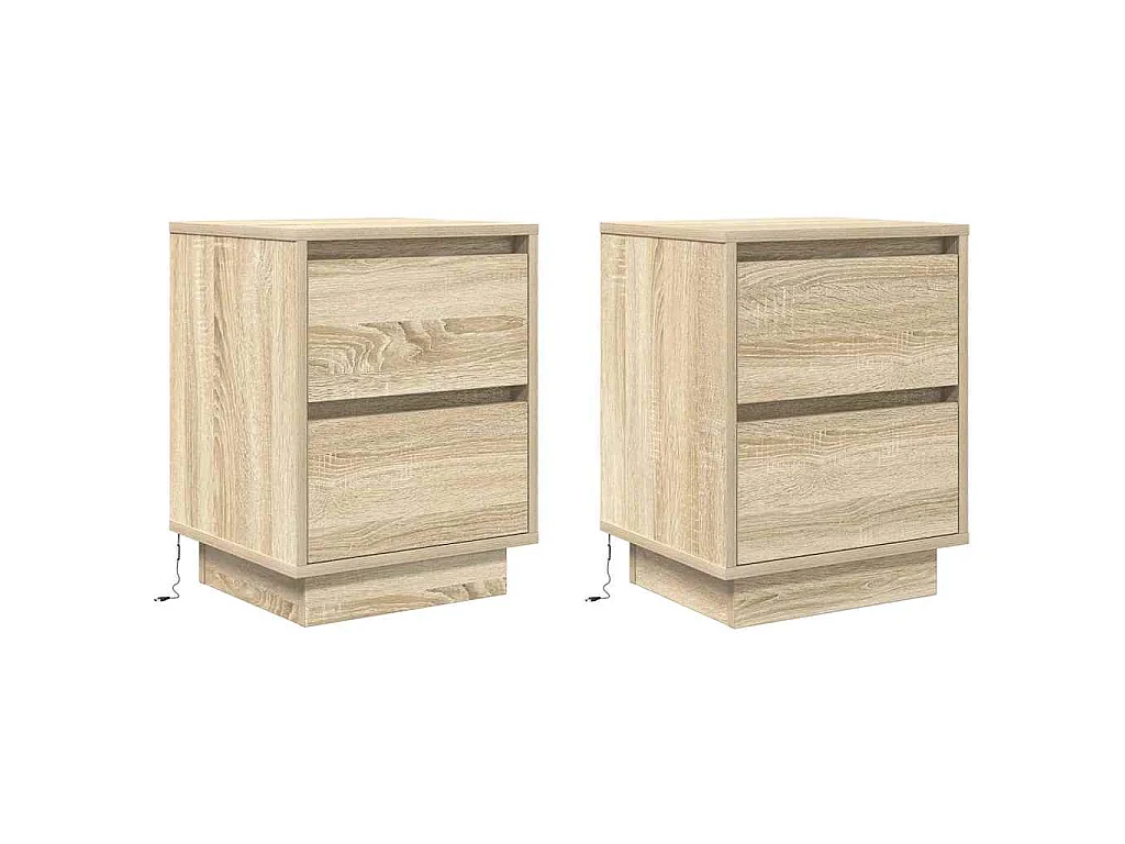 Tables de chevet avec lumières LED 2pcs chêne sonoma 38x34x50cm