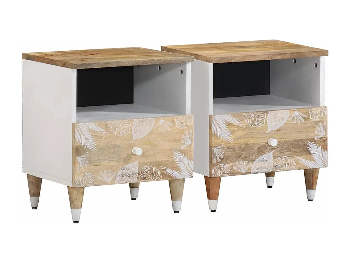 Tables de chevet 2 pcs 40x33x46 cm Bois de manguier solide